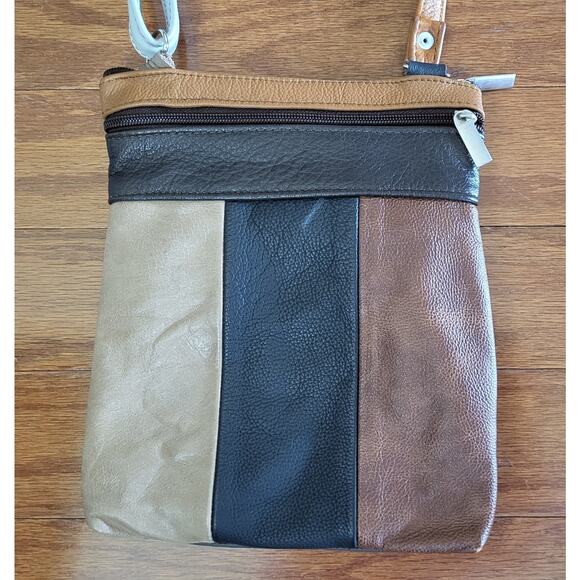 MCM 70s Leather Messenger UNISEX Crossbody 5 Pockets Multi-Color BOHO Style - Picture 2 of 16
